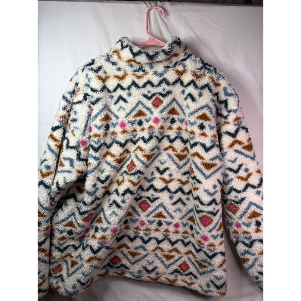 Eddie Bauer Women's XL Sherpa Fleece Quarter-Zip Pullover Southwestern Geometric - Picture 9 of 9
